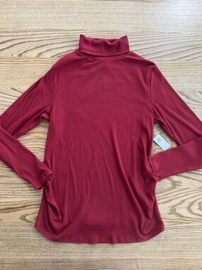 Maternity Old Navy Ribbed Mock Neck Long Sleeve Top - Burgundy Red